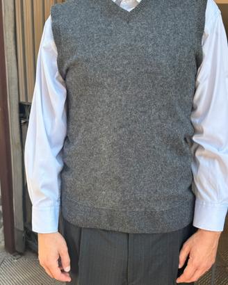 Gilet uomo lana e cashmere grigio XL