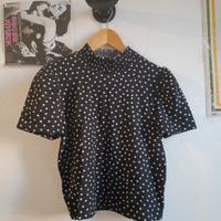 Top nero Zara a Pois  Bianchi