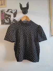 Top nero Zara a Pois  Bianchi