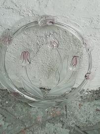 grande piatto torta in vetro, ribassato