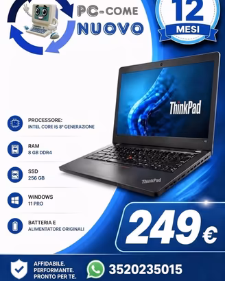 Pc portatile Notebook Lenovo L 480 Intel core i5