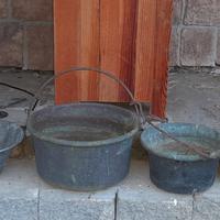 4 secchi in rame antichi da arredamento 