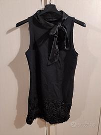 Top lungo o vestito corto donna paillettes fiocco 