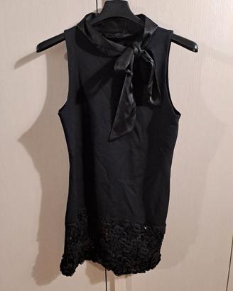 Top lungo o vestito corto donna paillettes fiocco 