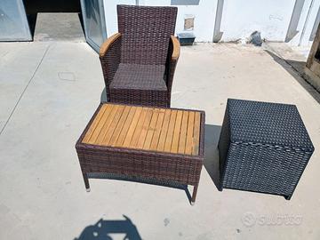 Set Arredo da Esterno in Rattan