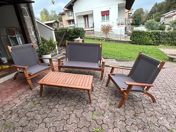 Elegante salottino da giardino in vero legno – 4 p