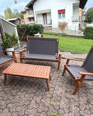 Elegante salottino da giardino in vero legno – 4 p