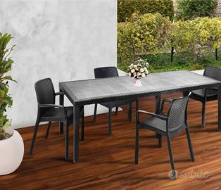 Set tavolo da giardino con 4 sedie antracite 