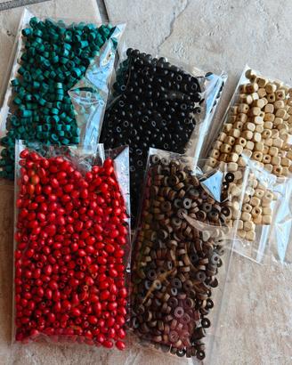 Lotto 150 g perline legno colorate 4-8 mm