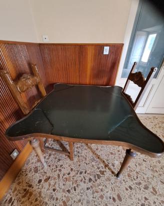 Tavolo da gioco in pelle vintage