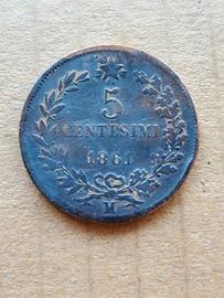 5 Centesimi 1861 M VITTORIO EMANUELE II 