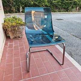 5 Sedie IKEA Tobias trasparenti blu fumé e cromo