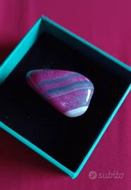 Nuovo - agata rosa burattata di 17 gr - 3,5 cm