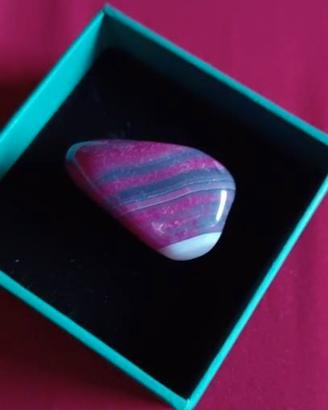 Nuovo - agata rosa burattata di 17 gr - 3,5 cm