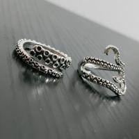 Set 2 Anelli gotici punk regolabili tentacoli 