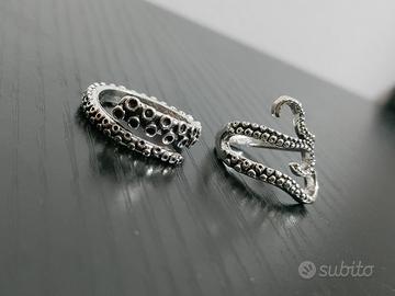 Set 2 Anelli gotici punk regolabili tentacoli 
