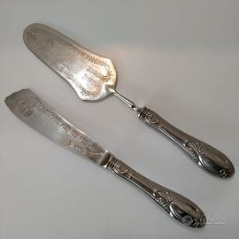 COLTELLO E PALETTA PER DOLCI VINTAGE in argento