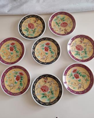 set 8 Piattini Vintage Porcellana Giapponese 