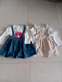Set di due gonne e due t-shirt bambina, nuove