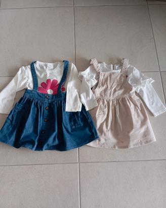 Set di due gonne e due t-shirt bambina, nuove