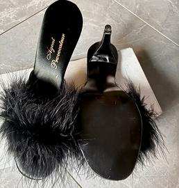 Agent Provocateur sexy Mules con piume - Nero 38