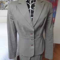 Tailleur giacca e gonna Class tortora tg.42 cotone