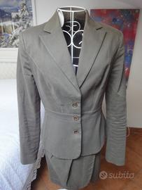 Tailleur giacca e gonna Class tortora tg.42 cotone