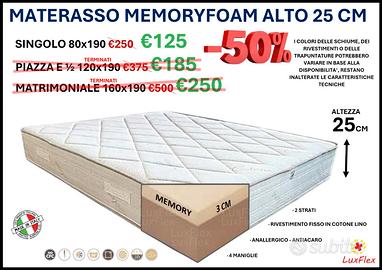 Materasso Memory Foam - Alto 25 cm