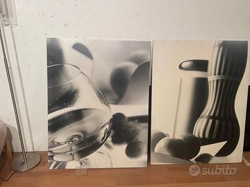 Stampe in bianco e nero su tela di legno,
