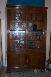 Vetrina libreria in noce antica