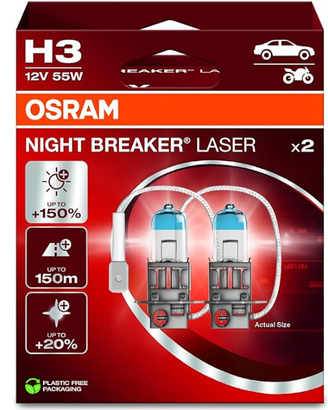 Kit 2 lampadine H3 OSRAM NIGHT BREAKER LASER
