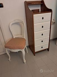 sedia stile shabby piu' cassettiera