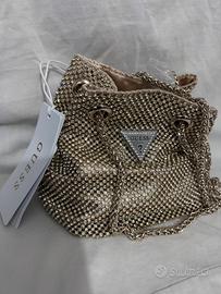 Guess mini borsa a secchiello lua strass