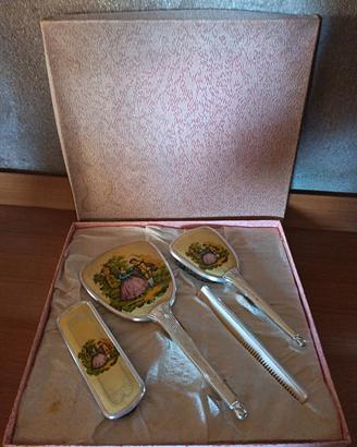 set vintage spazzola con pettine e specchio 