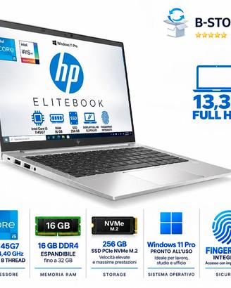 HP ELITEBOOK INTEL I5  RAM 16 GB SSD 256 W PRO
