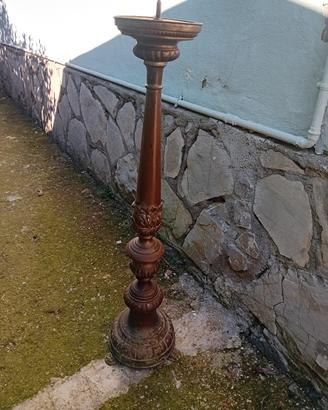 candelabro antico legno e ottone