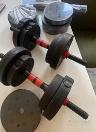 Pesi manubri e bilanciere 30kg con dischi