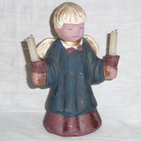 Angelo custode portacandele in ceramica