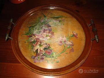 Vassoio di legno dipinto antico - anni inizio 900
