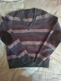 Maglione a V Fred Perry taglia S 100% lana 