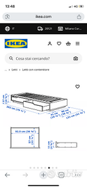 Letto con cassetto contenitore Ikea