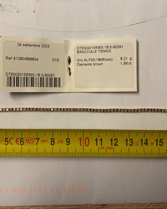 Bracciale tennis oro rosa e diamanti neri