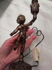Portalampada angelo antico in bronzo 