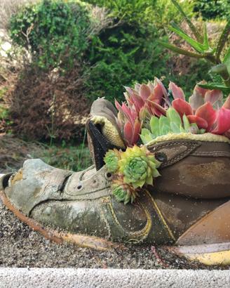 Scarpe decorate con piante