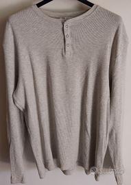 Maglia Zara grigia a coste con bottoni sul collo