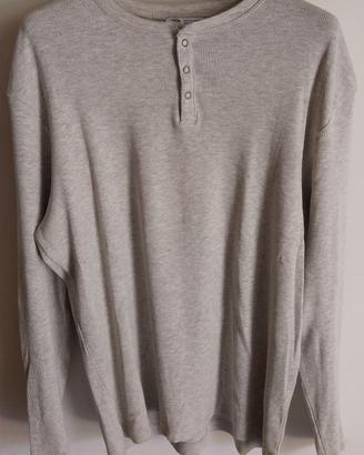 Maglia Zara grigia a coste con bottoni sul collo