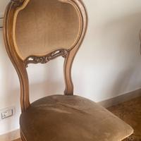 Sedie in legno  e velluto beige stile rococò