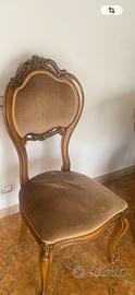 Sedie in legno  e velluto beige stile rococò