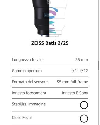 Zeiss Batis 2/25 Sony innesto E-mount