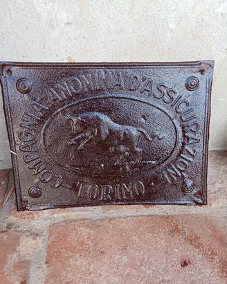 Targa insegna Toro Assicurazioni vintage